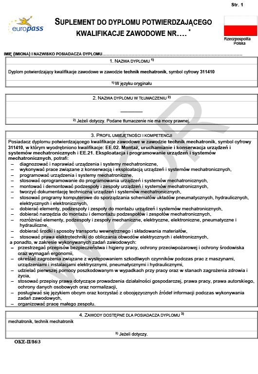 Suplement w języku polskim